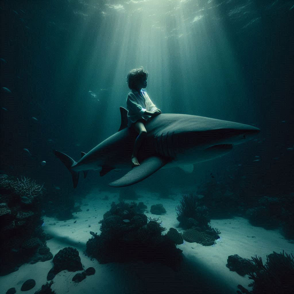 David, le Requin et la Source. © Microsoft Copilot